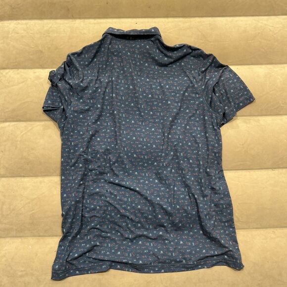 Peter Millar Mens XL Seaside Polo Shirt Beach Ocean Print Pattern Blue - Picture 7 of 7